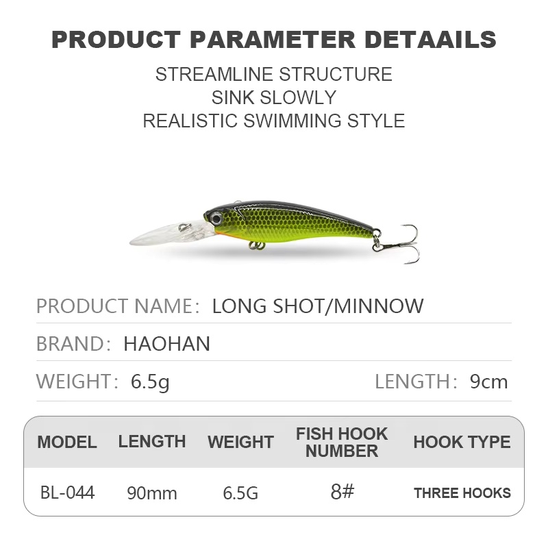 Lure Long Tongue Plate 6.5g Mini Minnow Hard Bait Plastic Fishing Bait Built-in Ring Bead Long Shot Submersible – Minnow – view 5