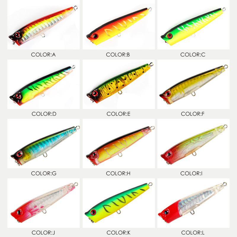 Top Water Popper Floating Fishing Lure 7g 6.5cm Plastic Hard Bait Water Surface Popping Lure Artificial Bait 3D Lure Eyes 65mm – Popper – view 5