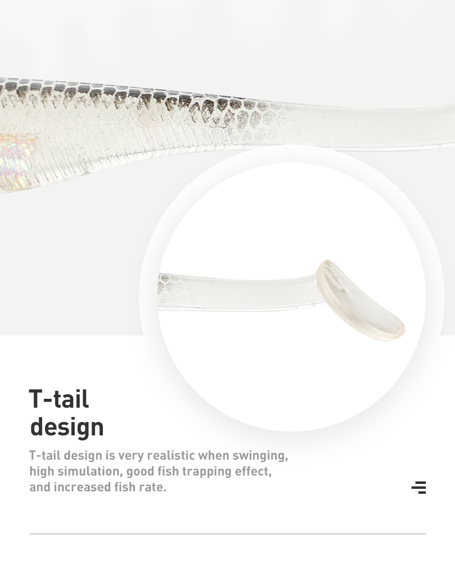 Paddle Tail Plastic Shad Soft Fishing 10cm/12.8cm Fishing Bass Lure Swim Bait Double Color Soft Lure – Worms & Grubs – view 5