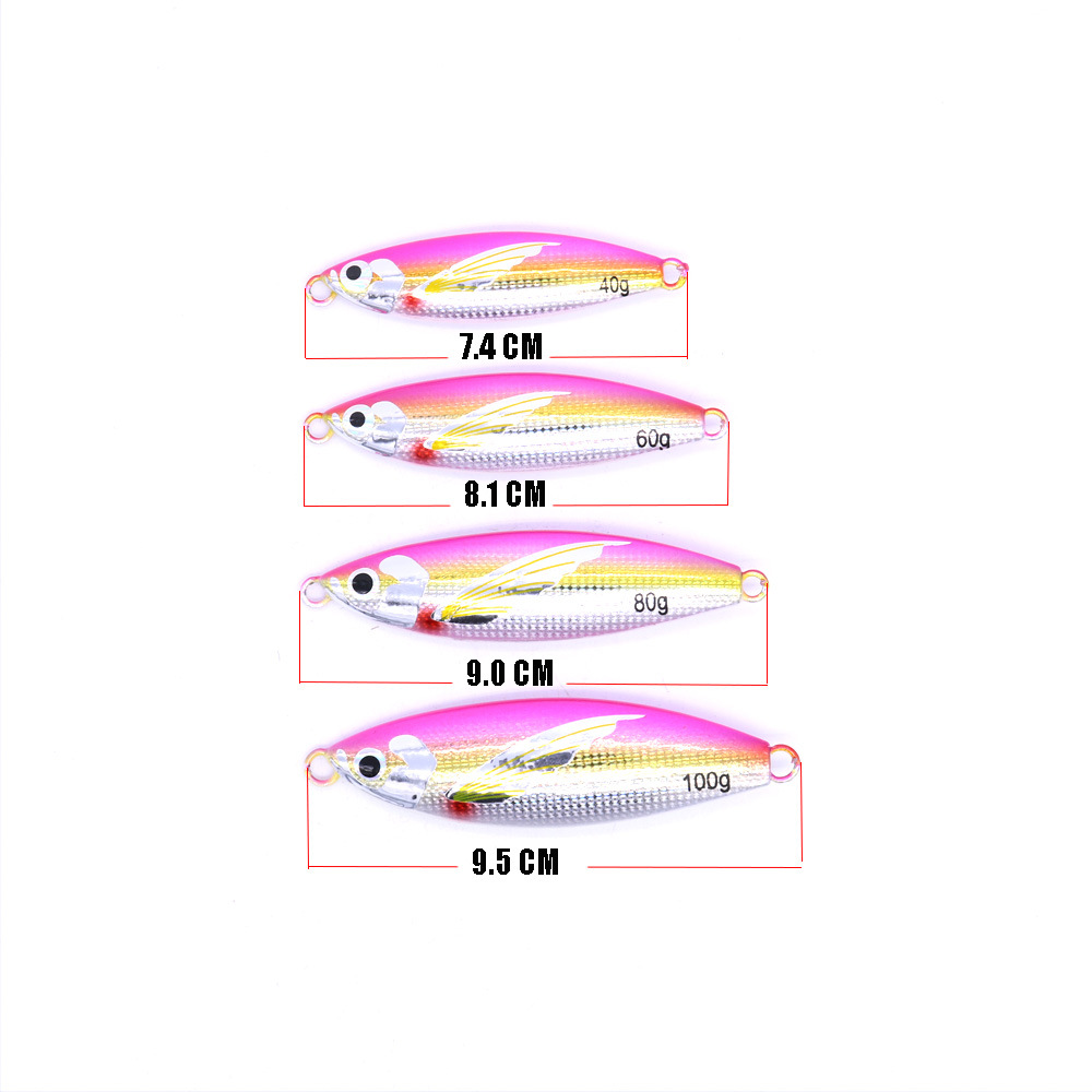 40g 60g 80g 100g Jigging Slow Metal Jigs Sea Fishing Lures Bait Pitch Molds Sink Head Saltwater Light Shore Fishing Lure – Metal Lure – view 2