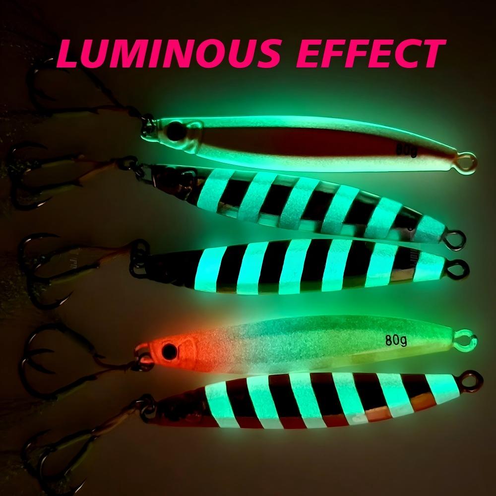 CHEERY High Quality Saltwater 30g 40g 60g 80g Colorful Lead Bait Luminous Jig Slow Metal Jigs With Auxiliary Hook Jigging Lure – Metal Lure – view 2