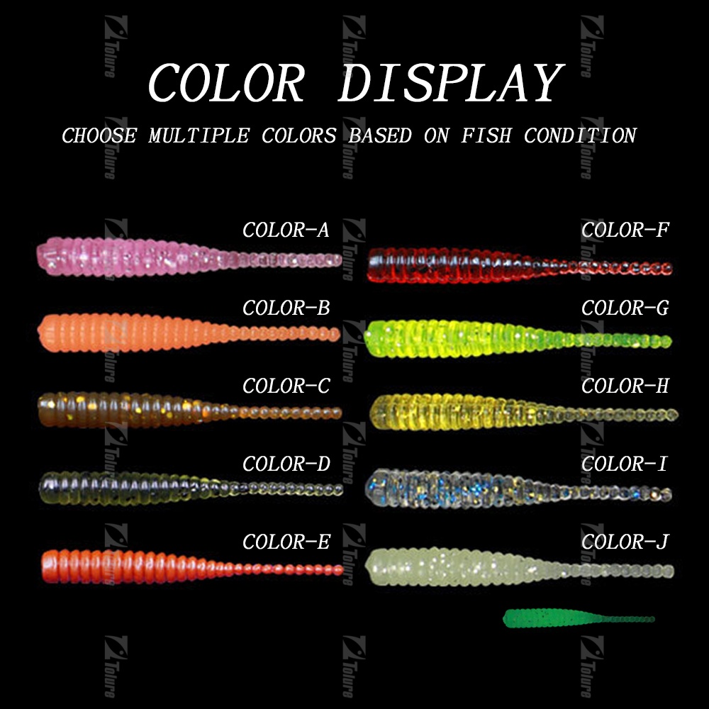 Soft Bait 38mm 0.3g 10pcs/bag 10colors PVC Topwater Pin Tail Fishing Lure for Saltwater & Freshwater Fish – Worms & Grubs – view 5