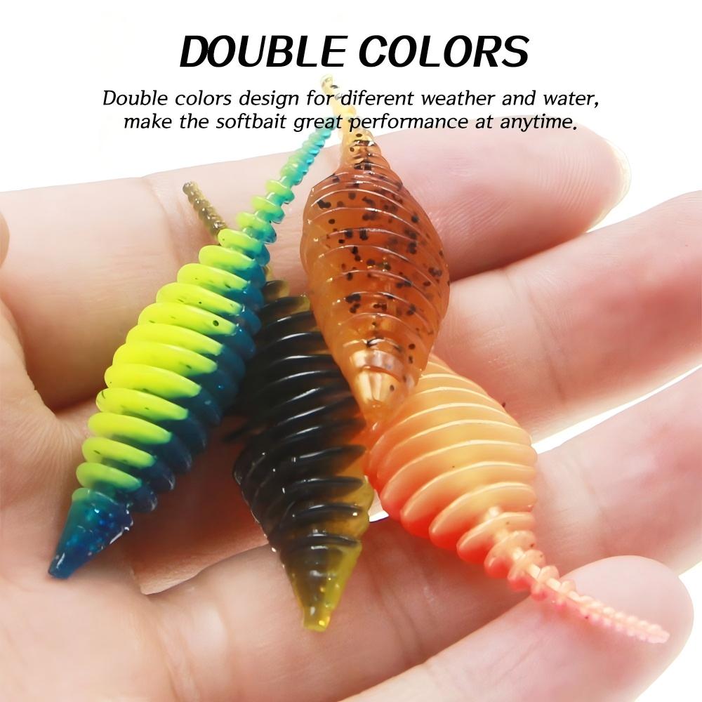 CHEERY 10pcs/bag 50mm 1.6g Double Color PVC Soft Worm Bait Artificial Plastic Fishing Lure for Lake Bass Catfish Bream Target – Worms & Grubs – view 4