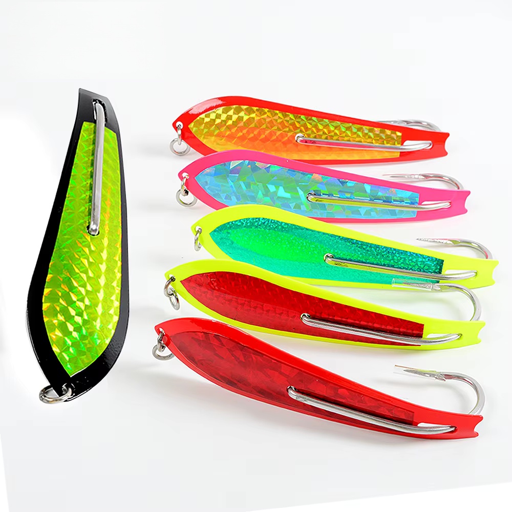 Single Double Hooks 16g 22g 26g 43g 63g Metal Baits Fishing Lure Big Game Jigging Lure Stainless Steel Fishing Spoon Lure – Metal Lure – view 1