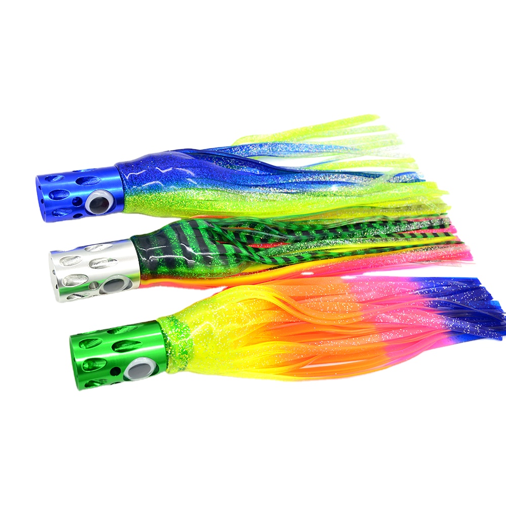 NEW 16inch Trolling Metal Lure Drag Bait Octopus Skirt Sea Bait Aluminum Head Silicone Skirt Big Game Squid Jig – Octopus Skirt – view 1