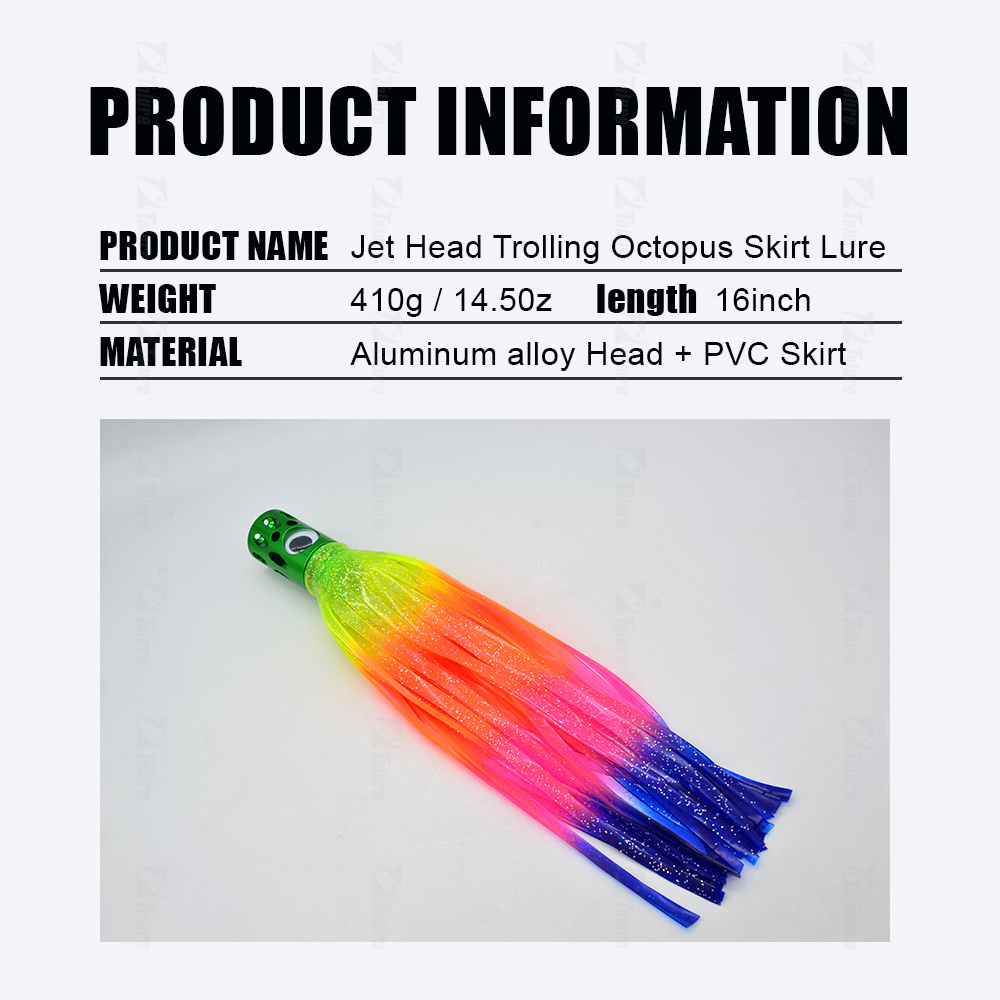 NEW 16inch Trolling Metal Lure Drag Bait Octopus Skirt Sea Bait Aluminum Head Silicone Skirt Big Game Squid Jig – Octopus Skirt – view 2