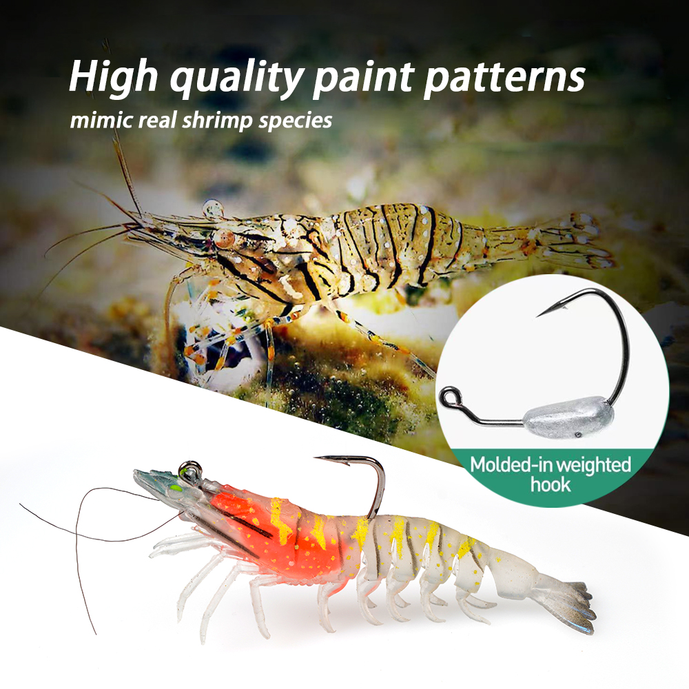 CHEERY Hot Sale Saltwater Fishing Swimbait Lifelike Soft Bait 15g Multi Jointed Luminous Soft Plastic Shrimp Lure with Hook – Worms & Grubs – view 2