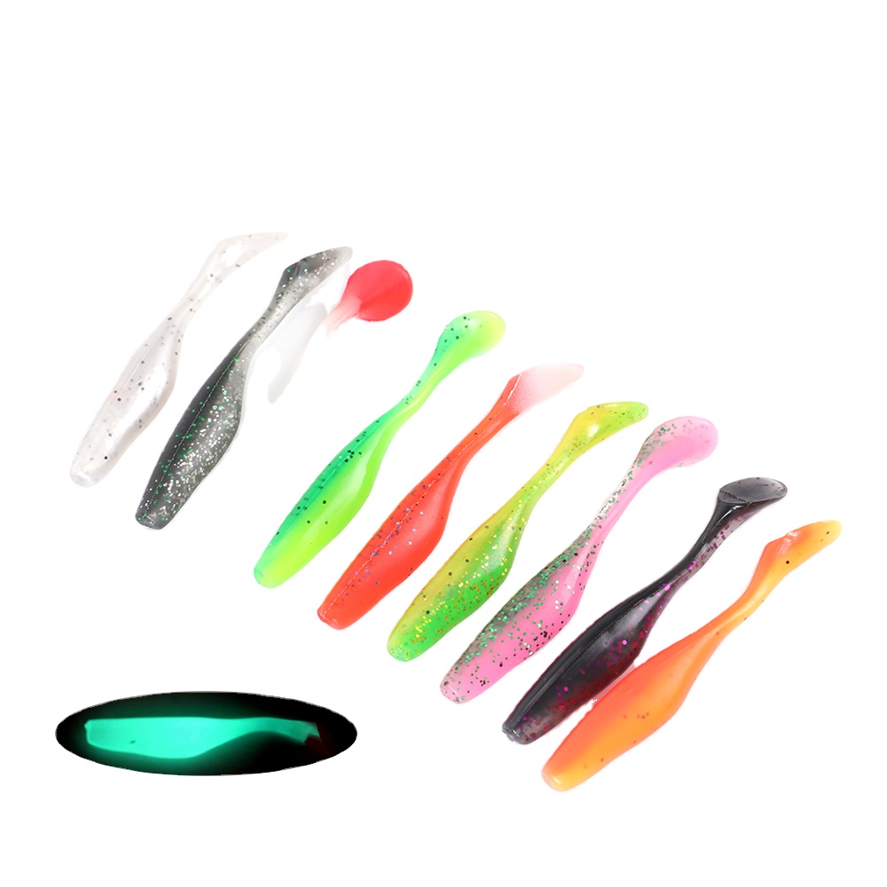 New Design 5.4g 90mm Double Colors Glow in Dark PVC Paddle Soft Fish Lure for River Lake Stream Fishing – Worms & Grubs – view 1