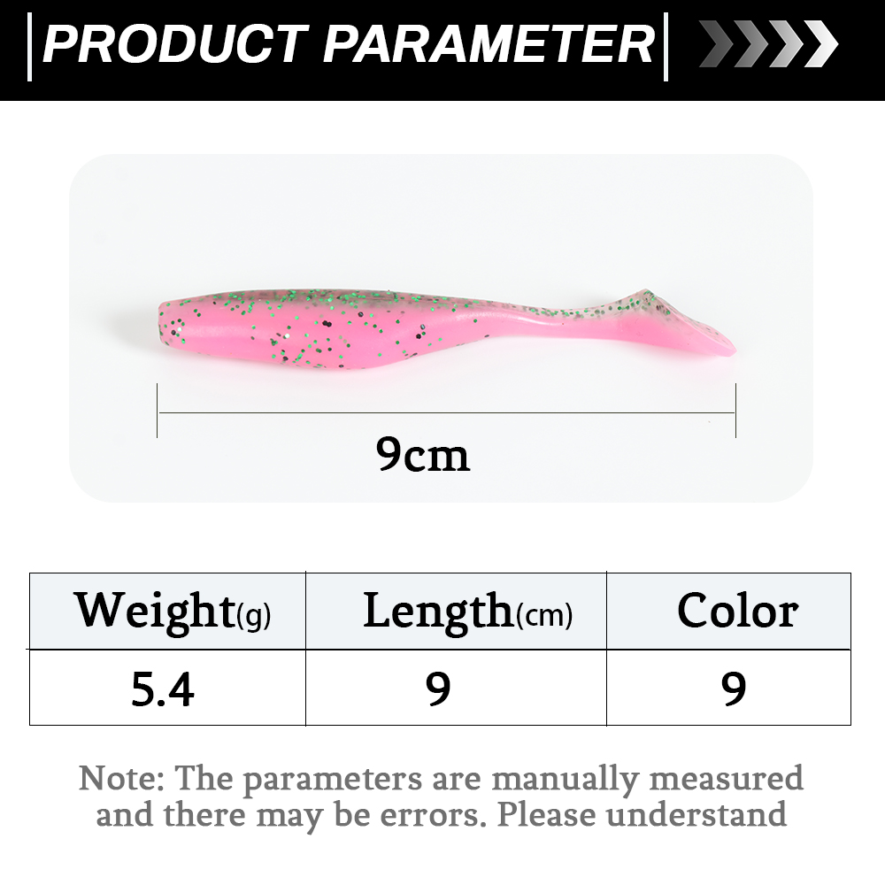 New Design 5.4g 90mm Double Colors Glow in Dark PVC Paddle Soft Fish Lure for River Lake Stream Fishing – Worms & Grubs – view 2