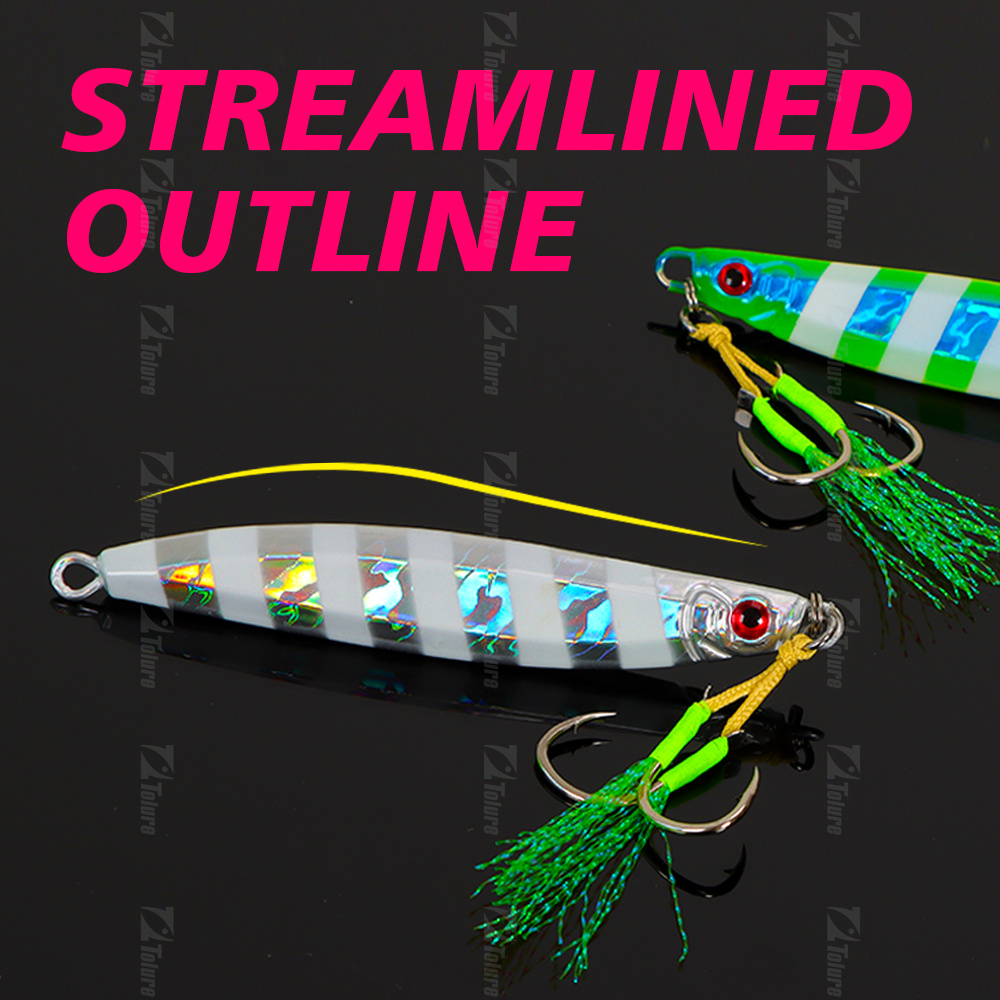 CHEERY New Style 30g 40g 60g 80g Colorful Laser Metal Jig Bait Fish Lure Artificial Metal Jig Lures with Assist Hook – Metal Lure – view 3