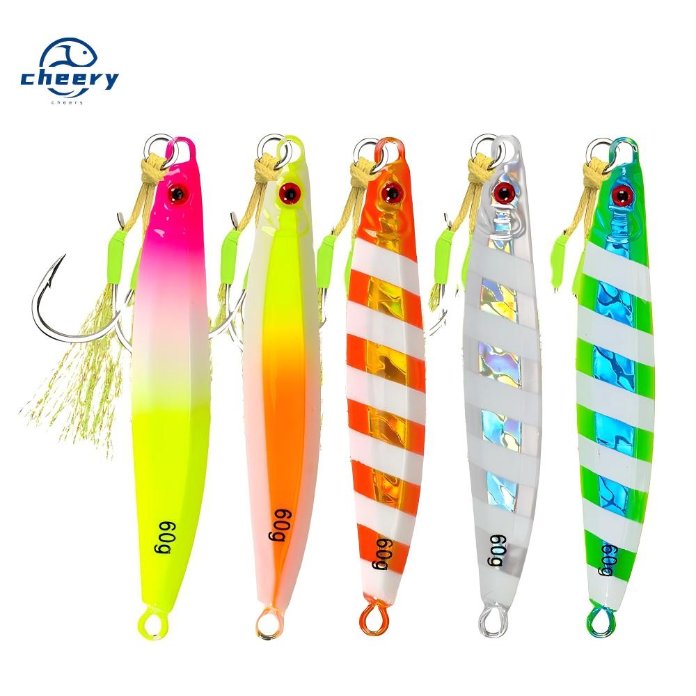 CHEERY New Style 30g 40g 60g 80g Colorful Laser Metal Jig Bait Fish Lure Artificial Metal Jig Lures with Assist Hook – Metal Lure – view 1