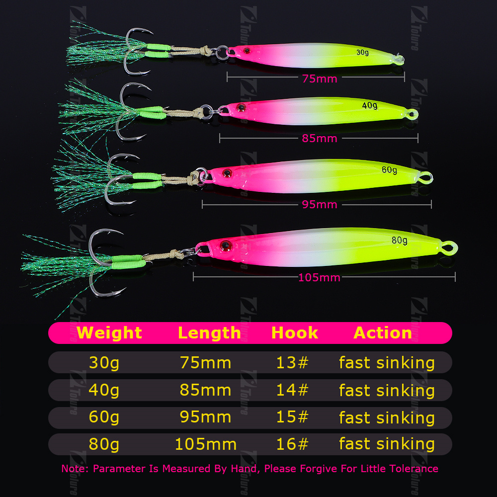 CHEERY New Style 30g 40g 60g 80g Colorful Laser Metal Jig Bait Fish Lure Artificial Metal Jig Lures with Assist Hook – Metal Lure – view 2