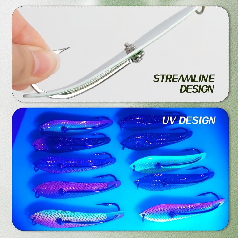 CHEERY New Stainless Steel Trolling Fishing Lure Single Hook Metal Drone Spoon Live Bait for Saltwater Fish Fish Scale Design – Metal Lure – view 2
