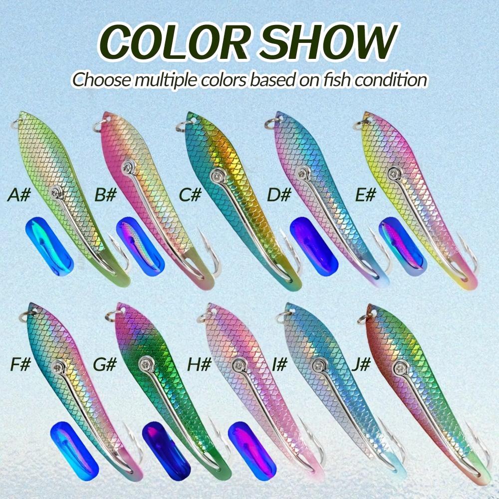 CHEERY New Stainless Steel Trolling Fishing Lure Single Hook Metal Drone Spoon Live Bait for Saltwater Fish Fish Scale Design – Metal Lure – view 5