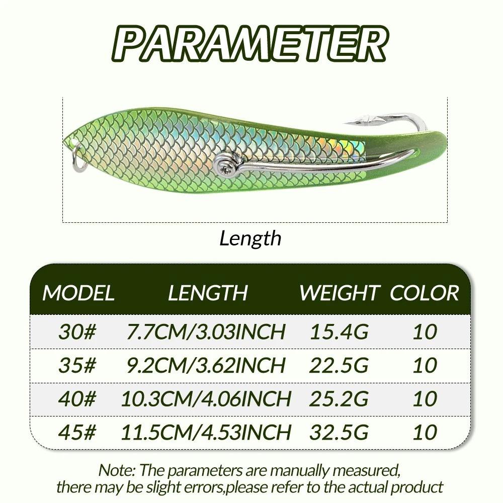 CHEERY New Stainless Steel Trolling Fishing Lure Single Hook Metal Drone Spoon Live Bait for Saltwater Fish Fish Scale Design – Metal Lure – view 3