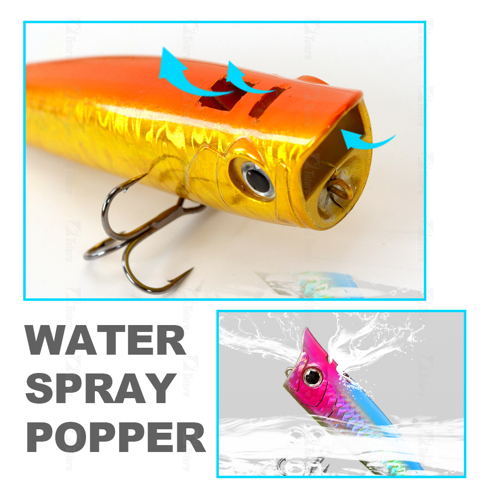 Fishing Popper Big Mouth Minnow Pencil Crank Baits Bass Trout With Hooks Hard Plastic Surface Floating Lure – Popper – view 5