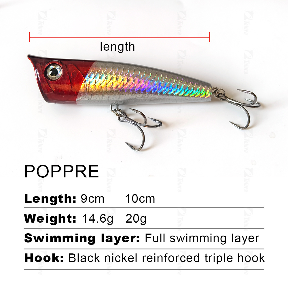 Fishing Popper Big Mouth Minnow Pencil Crank Baits Bass Trout With Hooks Hard Plastic Surface Floating Lure – Popper – view 4