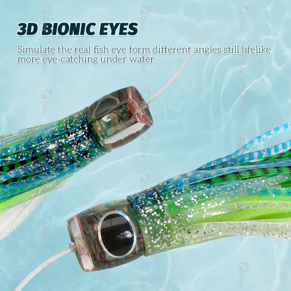 Acrylic Head Trolling Lures 6/0 7/0 9/0 Hook Big Game Lures Octopus Skirt Trolling Bait with Lead Pendant Spring – Octopus Skirt – view 5