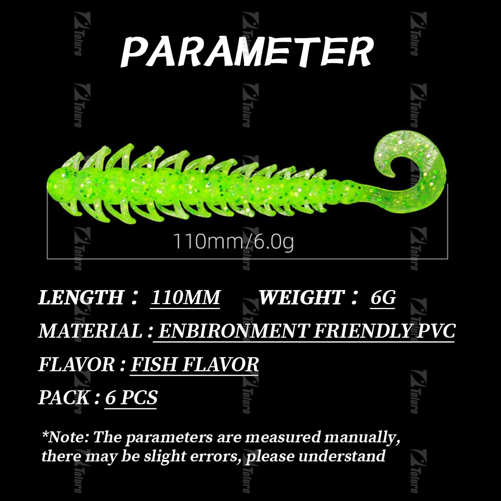 Manufacturer 6g 110mm Threaded Worm Bait Soft Roll Tail Bass Fishing Bait Worm Lures – Worms & Grubs – view 2