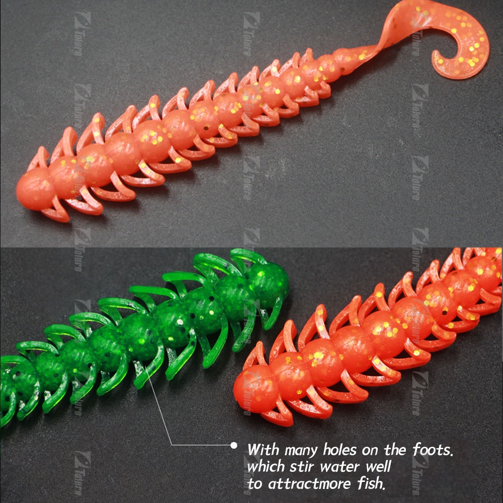 Manufacturer 6g 110mm Threaded Worm Bait Soft Roll Tail Bass Fishing Bait Worm Lures – Worms & Grubs – view 3