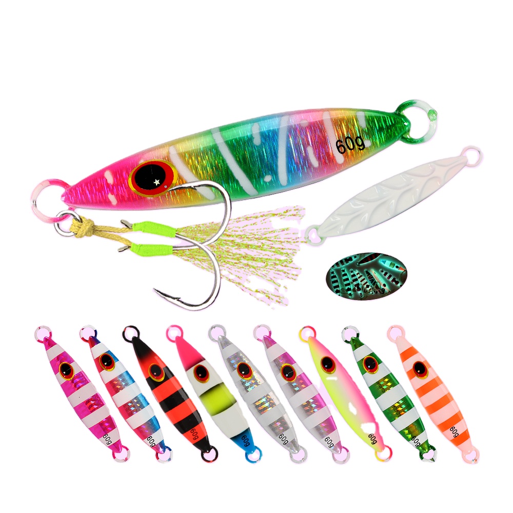 HIgh Quality 30g 40g 60g 80g Luminous Effect Sinking Saltwater Artificial Metal Jigs Fishing Lead Metal Jigs Bait – Metal Lure – view 1