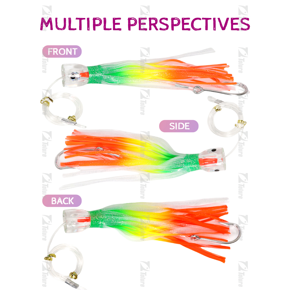 9Inch Resin Head for Ocean with High Carbon Steel Hook Trolling Bait for Marlin Tuna Fishing – Octopus Skirt – view 3