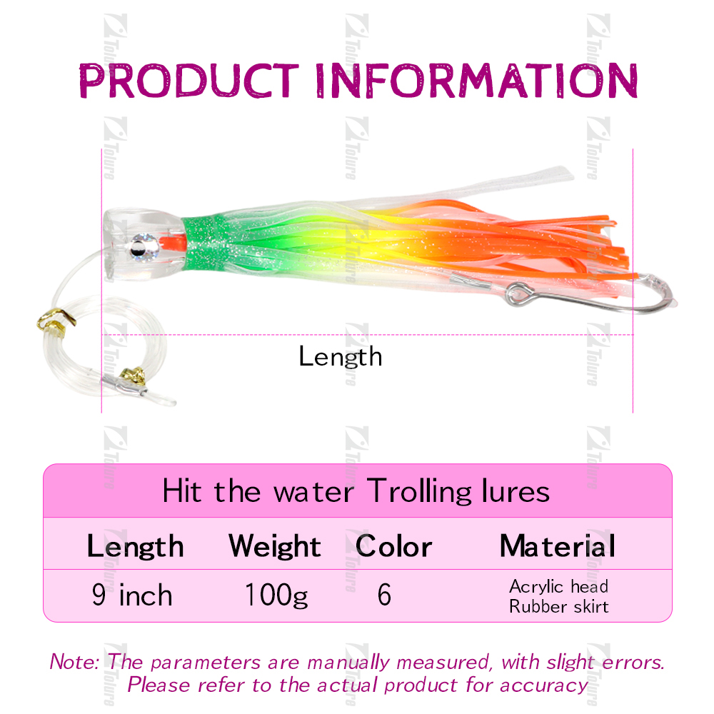 9Inch Resin Head for Ocean with High Carbon Steel Hook Trolling Bait for Marlin Tuna Fishing – Octopus Skirt – view 2
