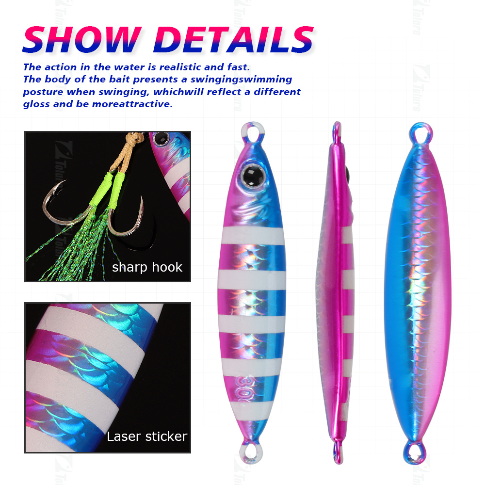 CHEERY Saltwater Fishing Lure 30g 40g 60g 80g Lead Fish Metal Slow Jig Lure Shore Offshore Saltwater Slow Fall Jigging Bait – Metal Lure – view 3