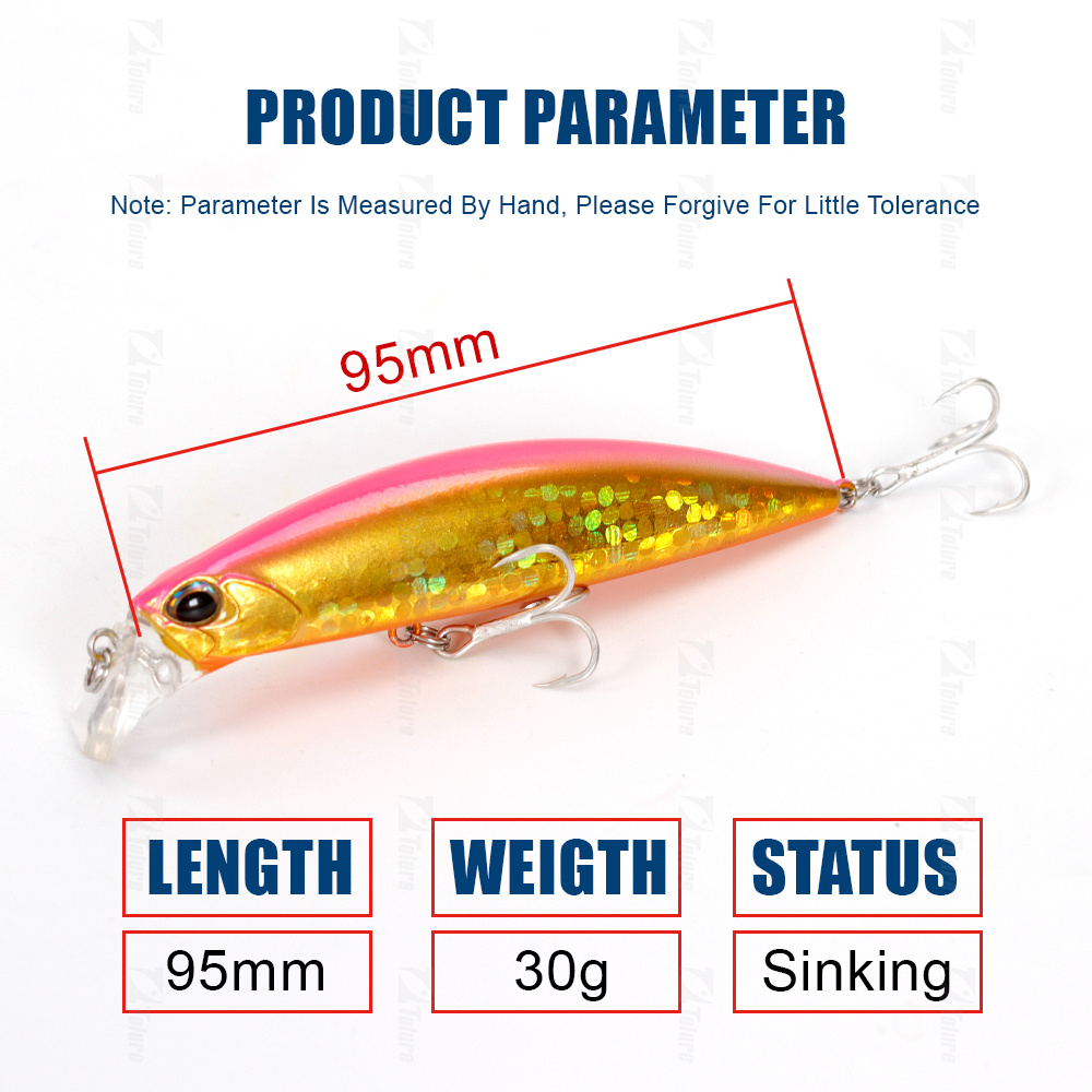 Sinking Lure Saltwater Fishing 95mm 30g Plastic Bait Long Casting Rolling Action Fishing Minnow Baits – Minnow – view 3