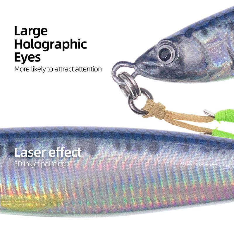 CHEERY High Quality 20g-80g Luminous Long Throw Jigging Bait Fishing Lures Metal Fishing Lure With Sequins for Sea Fishing – Metal Lure – view 2