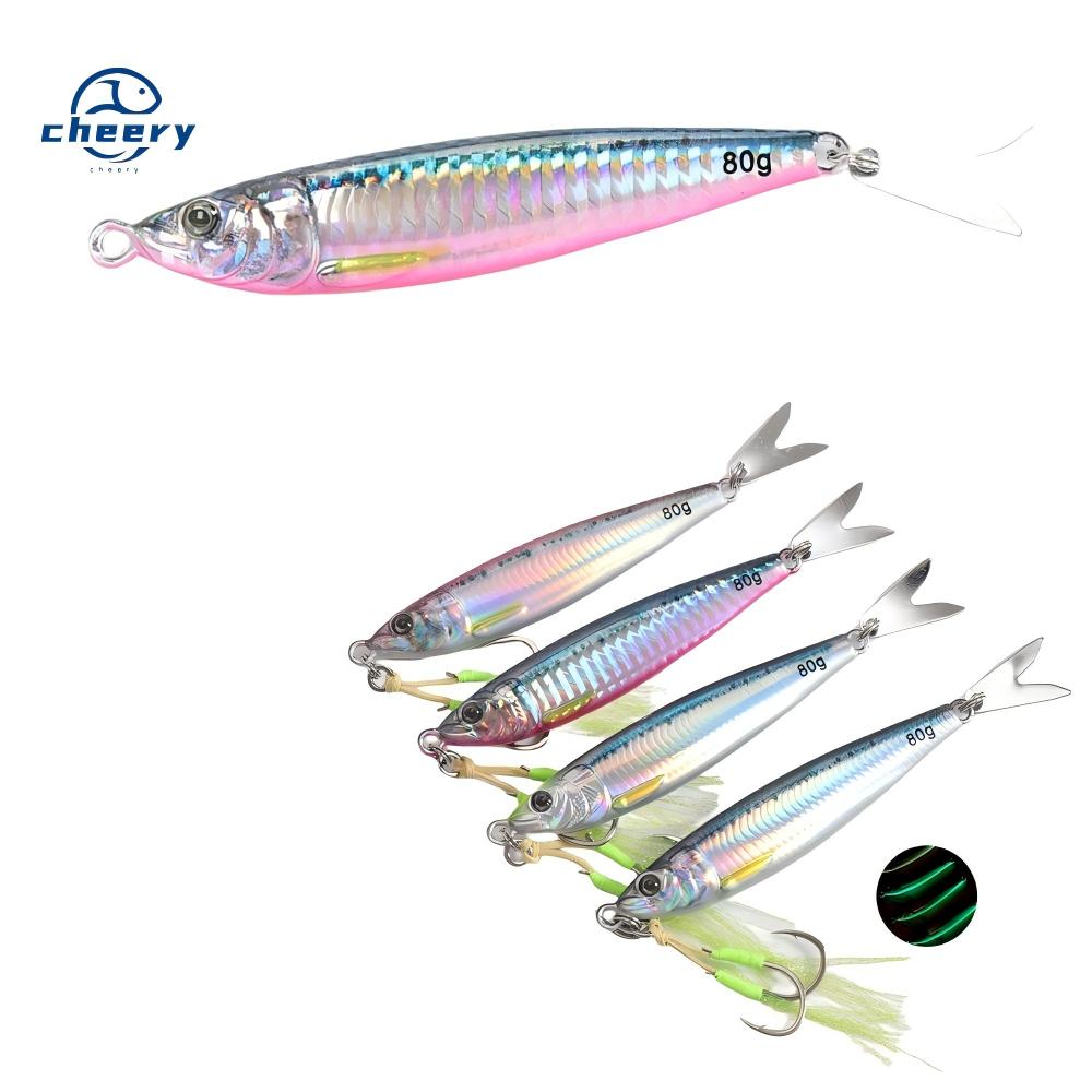 CHEERY High Quality 20g-80g Luminous Long Throw Jigging Bait Fishing Lures Metal Fishing Lure With Sequins for Sea Fishing – Metal Lure – view 1