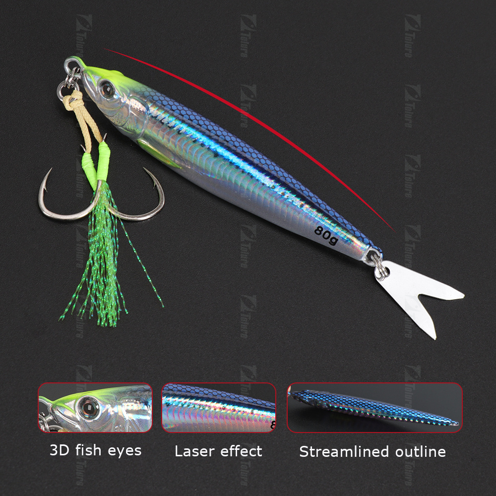 CHEERY High Quality 20g-80g Luminous Long Throw Jigging Bait Fishing Lures Metal Fishing Lure With Sequins for Sea Fishing – Metal Lure – view 3