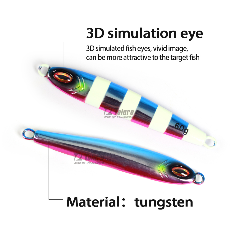 Hot Sale 60g Luminous Tungsten Steel Jig Without Hook Metal Fishing Spoon Lure Tungsten Hard Fish Jig Lure – Metal Lure – view 4