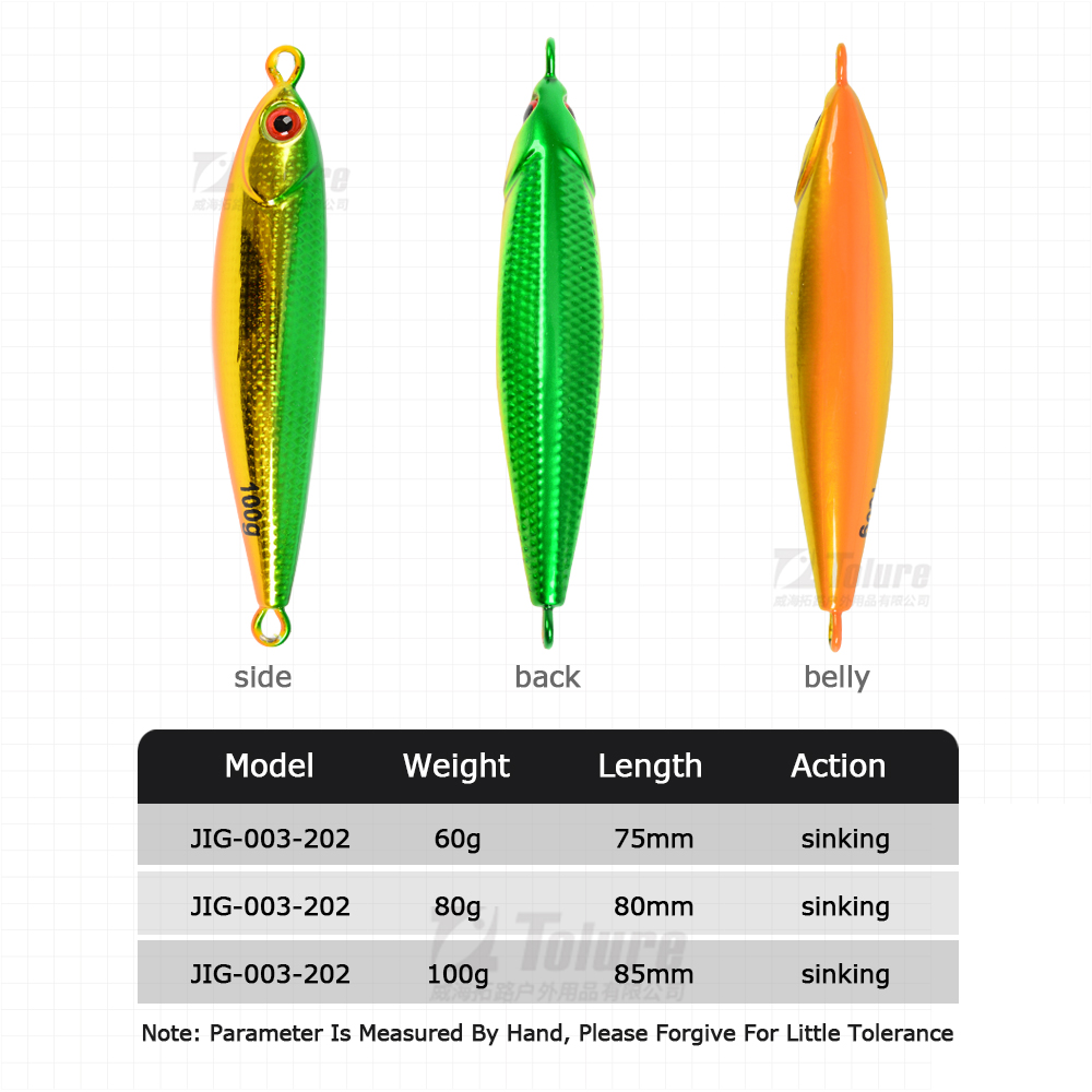 New 60g 80g 100g Metal Jig Lure Lead Alloy Slow Jig Lead Fishing Baits Luminous Fishing Lure Hard Speed Jig Lure – Metal Lure – view 2