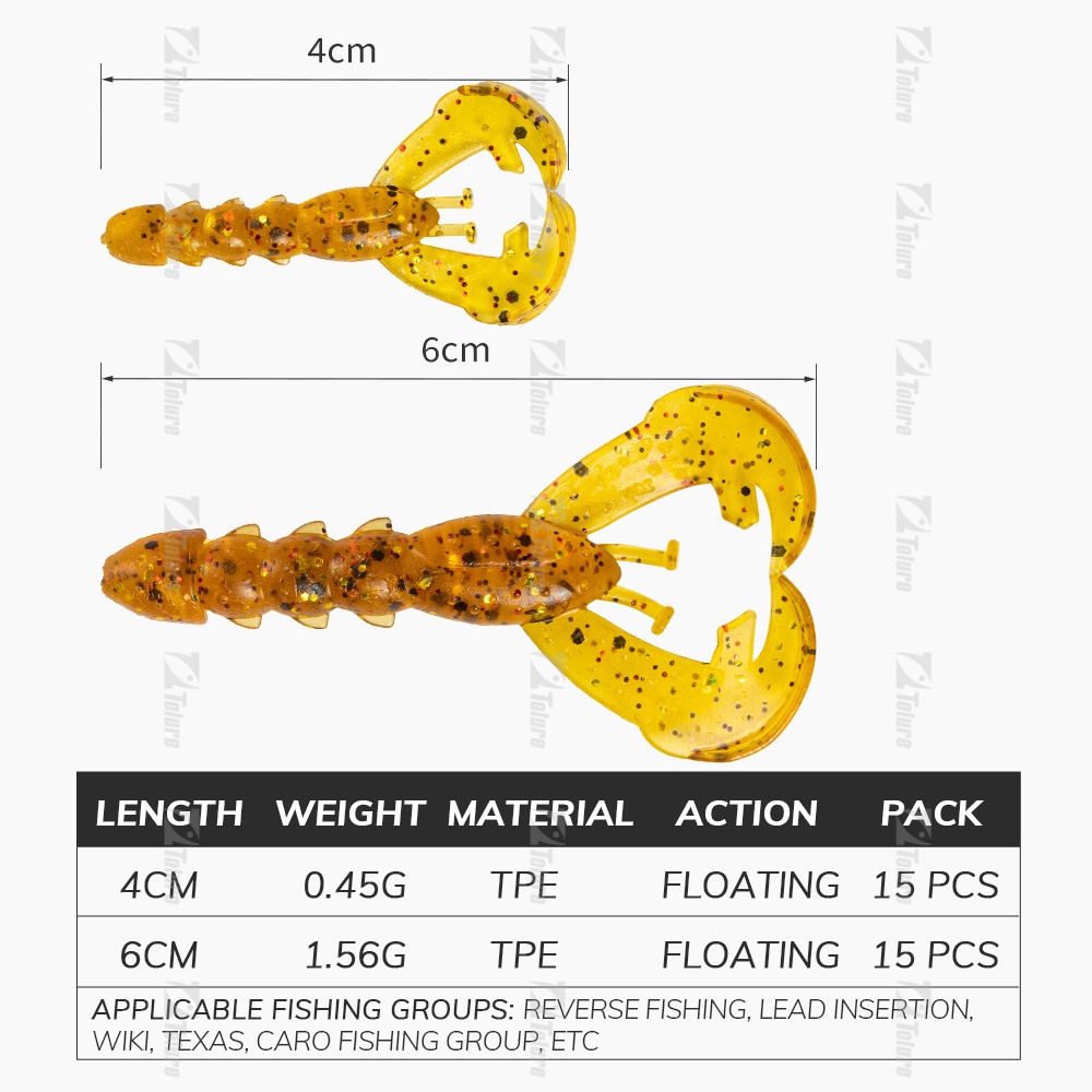 Hot Sale 15pcs/Bag TPR Soft Fishing Lure Lobster Plastic Crawfish Bait Prawn Lures 4cm/0.45g Saltwater Fish River Fishing – Soft Lure – view 2
