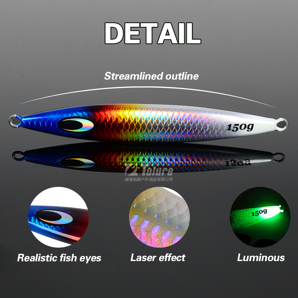 Hot Sale New Design 150g 200g 250g Luminous Bright Colors Metal Fishing Jig Lead Slow Pitch Jigging Lure Deep Sea – Metal Lure – view 3