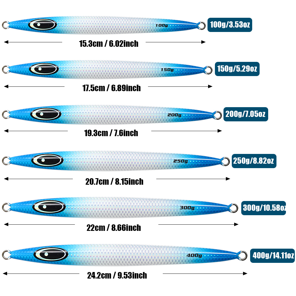 Cheery 100g-400g Saltwater Jig Fishing Lures Fast Sinking Casting Jigging Bait Lead Material Artificial Bait for Sea Fishing – Metal Lure – view 3
