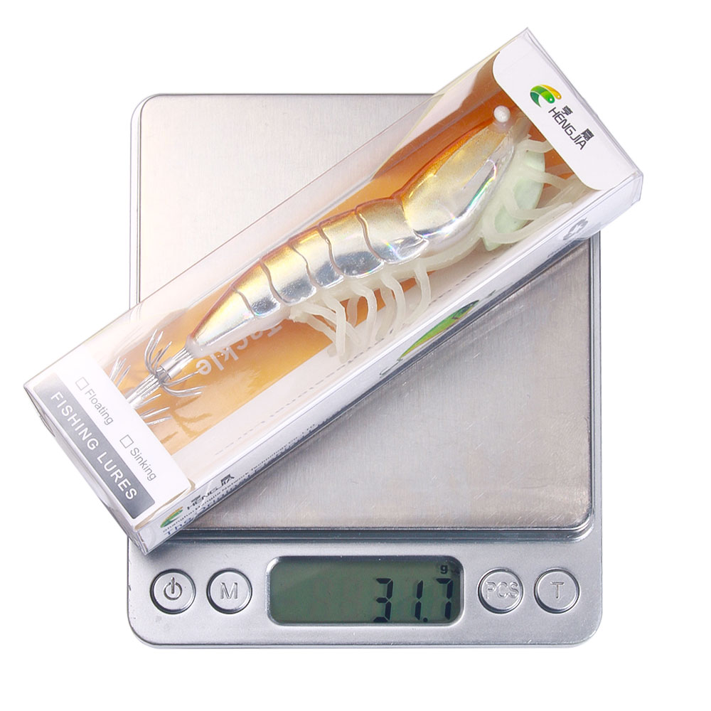 Cheery Wholesale SJ026 Luminous Shrimp Shaped Baits 12cm 20g 3.5# Saltwater Squid Jig Fishing Lures Plastic Ocean Boat Fishing – Wood Shrimp – view 5