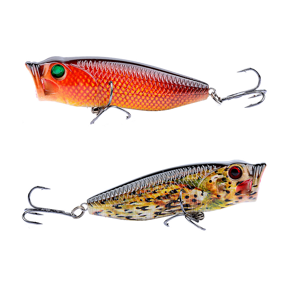 Cheery 80mm 14g Treble Hook Lifelike 3D Printed Color Hard ABS Bait with Topwater Popper Lure Artificial Fishing Popper Bait – Popper – view 3
