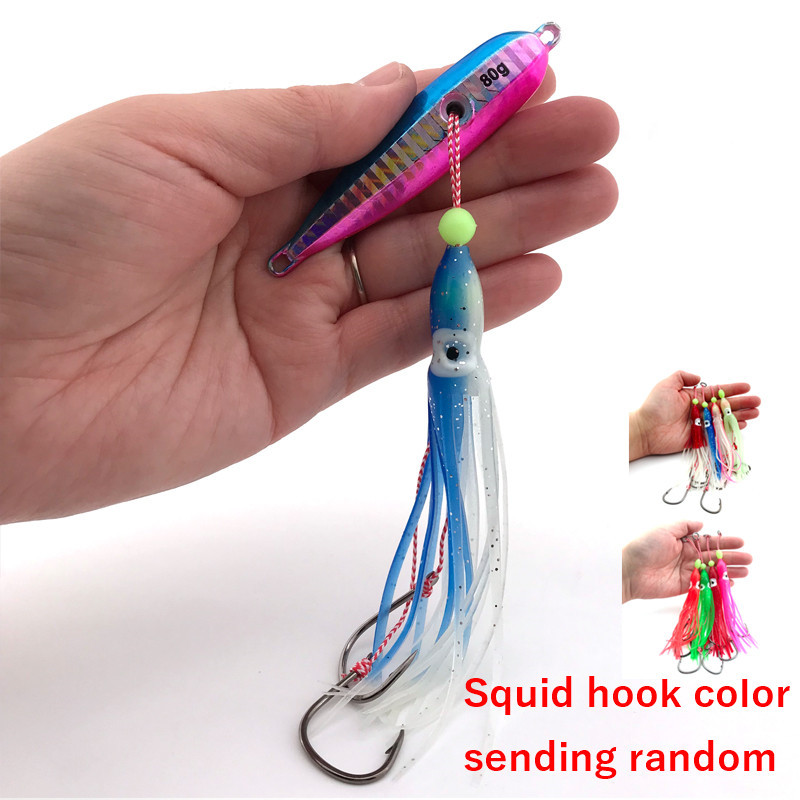 Cheery 40g-200g Saltwater Fishing Lure Artificial Bait Metal Head Skirts Octopus Slow Jig Inchiku Squid Lures for River Fishing – Soft Lure – view 4