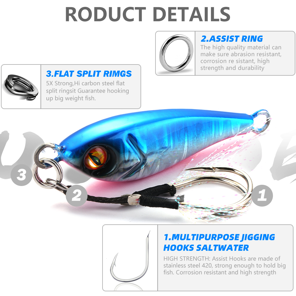 Cheery 5g-100g Trolling Hard Bait Bass Fishing Boat Tackle Saltwater Trout Jigging Lure Jigs for Pike Metal Cast Jig Set Spoon – Metal Lure – view 5