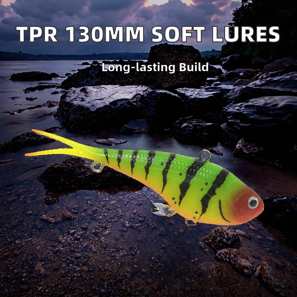 Cheery 130mm 60g Soft Vibes Fishing Lure Saltwater & Freshwater Sinking Fork-Tail Lead Bait for Perch for River Fishing – Worms & Grubs – view 2