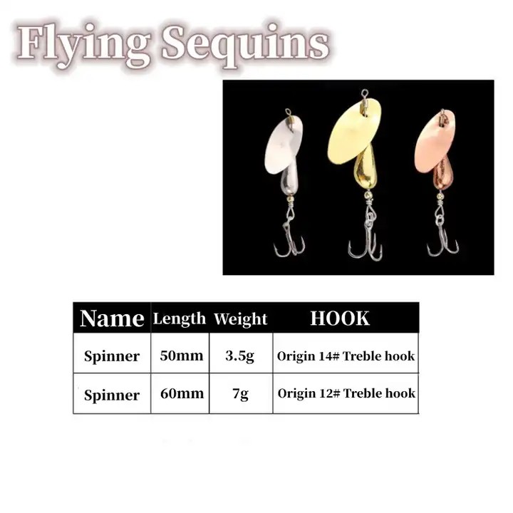 Cheery New 3.5g 7g Flying Sequins Copper Spinnerbait with Origin Treble Hook Metal Jigs Fishing Lure Spoon for Sea Bass Pike – Metal Lure – view 2