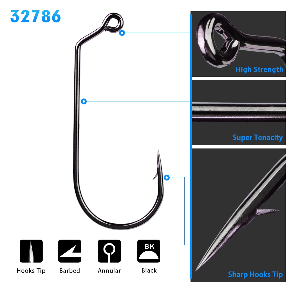 Cheery PRO BEROS Carbon Steel Jig Barbed Hooks 100pcs/Pack Single Lead Fish Hooks for Bass for Bottom Rivers Carp Octopus – Fishhook – view 2