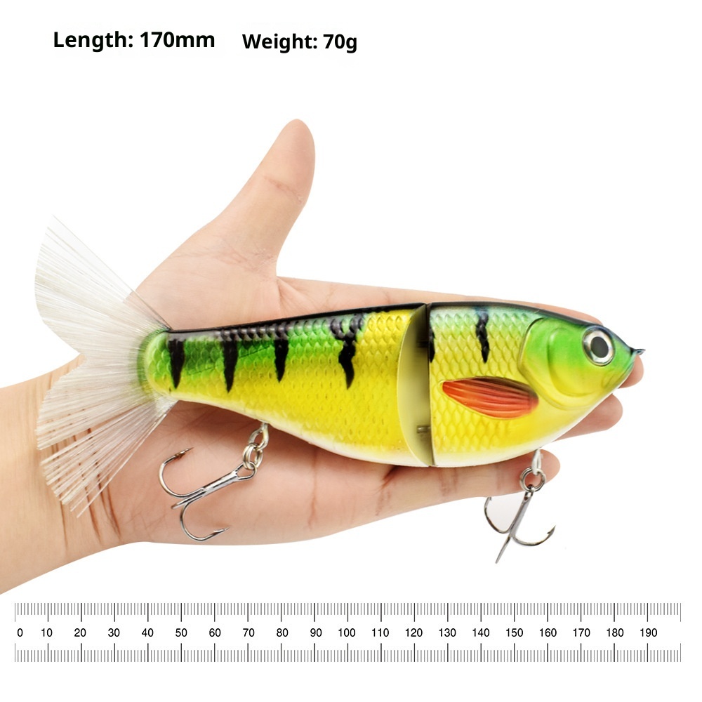 S-Shaped Swimming Slow Sinking Multi-Section Fish Simulation Hard Bait Lure Plastic Silk Hair Tail Bass Bottom Fishing Hooks – Swimbait – view 2