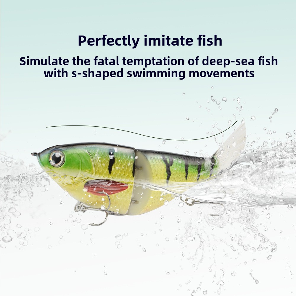 S-Shaped Swimming Slow Sinking Multi-Section Fish Simulation Hard Bait Lure Plastic Silk Hair Tail Bass Bottom Fishing Hooks – Swimbait – view 4