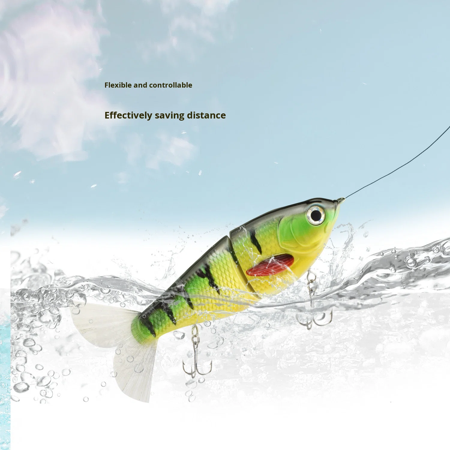 S-Shaped Swimming Slow Sinking Multi-Section Fish Simulation Hard Bait Lure Plastic Silk Hair Tail Bass Bottom Fishing Hooks – Swimbait – view 5