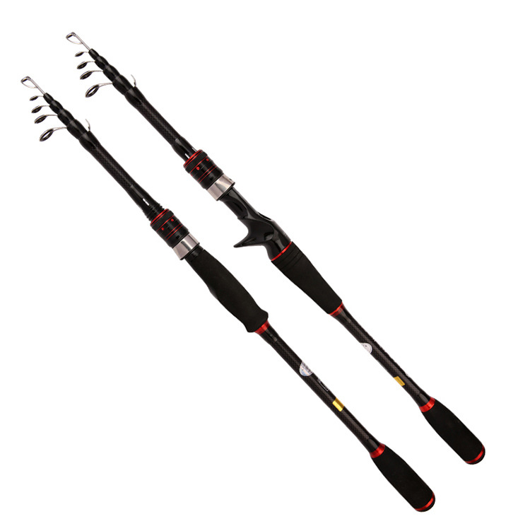 Carbon Telescopic Lure Rod Adjustable Ultra-Hard EVA Handle Straight Grip Ocean Beach Bass Fishing Rod Set – Fishing Rod – view 1