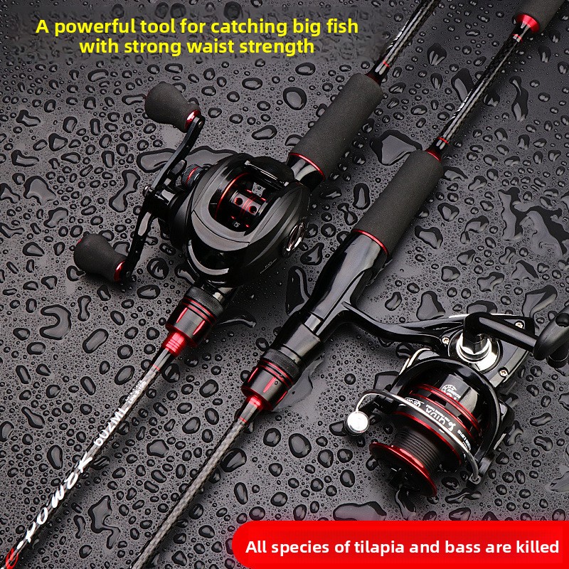 Carbon Bass Lure Rod Set with Medium Action Spinning Reel 2-Piece Design for Bottom Fishing Ocean Beach Gear – Fishing Rod – view 4