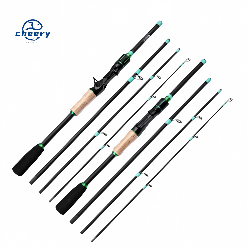 CHEERY 4 Section Carbon Fiber Lure Rod Action Adjustable Straight Handle Bass Fishing Rod Alloy Guides Baitcasting/Spinning – Fishing Rod – view 1